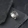 Anillo Vintage de Dedo con Pez Saltando para Hombres, Personalidad de Moda, Estilo Minimalista, Anillo Ancho de Dedo Índice de Plata Tailandesa Imitación, Anillo Abierto Versátil de Moda