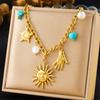 Moda transfronteriza espiral ovalada en forma de corazón colgante grande cadena de suéter cristal mariposa flor accesorios multi-elemento collar
