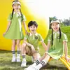 Uniforme escolar para alunos do ensino fundamental Roupas de verão Jardim de infância Roupas de jardim Conjunto de duas peças Novos meninos e meninas Roupas de classe Crianças Crianças Terno de desempenho infantil