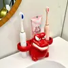 Estante de cerámica con forma de pequeño cocodrilo para almacenamiento de cepillos de dientes para lavabo y baño, soporte para cepillos de dientes y pasta de dientes