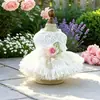 PETCIRCLE Roupinhas para Cães Pequenos e Filhotes, Saia Tutu Fofa de Malha Multicamadas, Vestido de Casamento Floral Vintage