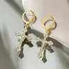 Pendiente Hebilla de Personalidad Clásica Cruzada Europea y Americana Pendiente Largo Colgante de Cruz de Moda para Mujer Pendientes de Gama Alta de Nicho Tendencia