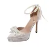 Precio Especial de Liquidación~Sandalias de mujer estilo francés para verano, adecuadas para combinar con vestidos, diseño único con tira de dedo de perlas, tacones altos