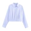 Para Aliexpress Popular Venta al por mayor Transfronteriza Estilo Europeo y Americano Camisas Cortas de Mujer con Cintura Plisada y Rayas