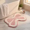 Tapete de chão de veludo com laço rosa para uso doméstico, antiderrapante, espesso, fácil de manter, adequado para quarto, isolante e resistente ao desgaste