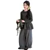 Conjunto de Primavera y Otoño para Niñas 2026 Nueva Moda Estilo Coreano para Niños Mayores, Chaleco de Punto, Camisa, Pantalones de Pierna Ancha Conjunto de Moda