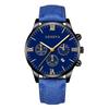 Reloj de pulsera para hombre GINEBRA New Sun Moon Star con correa de piel de vaca tallada romana, calendario de tres ojos, reloj de cuarzo para hombre