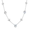 Collar Cruzado Europeo y Americano de Plata S925 Sol, Luna y Estrellas para Mujer, Cadena de Clavícula en Capas de Piedra Lunar Estilo Francés Suave, En Stock