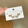 Pendientes de Aguja de Plata S925 con Tres Pares por Tarjeta, para Mujer con Circonita Microincrustada, Chapados en Oro y Plata Color Oro Real Conservador, Accesorios de Estilo Festivo Transfronterizos