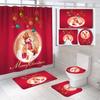 Cortina de ducha de poliéster impermeable y a prueba de moho, con estampado transfronterizo de Navidad, cortina de ducha para baño, alfombra absorbente de cuatro piezas