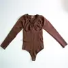 Estilo Europeo y Americano Mismo Estilo Exportación Talla Grande Manga Larga Sin Costuras Ropa Moldeadora para Mujeres para Tensar el Abdomen y Levantar los Glúteos después del Parto Versión Mejorada Mono