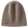 Chapéu de Cashmere Feminino 100% Cashmere Puro Outono e Inverno Mais Fácil de Combinar Cor Sólida Casual Moda Chapéu Quente Tricotado