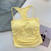 Diseño de Chica Caliente Camisola de Cintura Plisada Ropa Exterior de Verano para Mujer Adelgazante Corta Hermosa Espalda Top con Almohadillas para el Busto