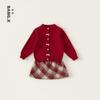 Suéter Bangxuan para Niñas Abrigo Rojo Princesa Ropa Infantil Abrigo Superior con Lazo Cardigan de Punto Infantil Otoño e Invierno