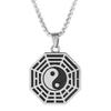 Anel Mantra Dourado Tai Chi de Aço Titânio Vintage Pingente Bagua Tai Chi Colar Peixe Yin-Yang Joias Itens Culturais Tradicionais
