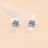 Pendientes Transfronterizos Nuevos de Moissanita de Colores Estilo Coreano Moda Pendientes en Forma de Estrella Versátiles Simples de Plata S925 Venta al por Mayor