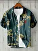 Camisa Hawaiana con Estampado de Vida Marina Transfronteriza para Hombre de Verano Transpirable de Manga Corta Absorbente de Sudor Solapa Transpirable y Absorbente de Sudor