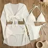 Comércio Exterior Biquíni Russo Conjunto de Quatro Peças Transfronteiriço Saída de Praia Sexy Proteção Solar Amarração Roupa de Praia Maiô Duas Peças para Mulheres