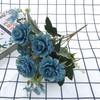 Flor Artificial Hogar Estilo Europeo 7 Peonías Sala de Estar Decoración del Hogar Flor Falsa Arreglo Romántico para Boda Ramo de Rosas
