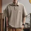 Camisa Polo Masculina de Manga Curta, Novo Estilo de Verão, Corte Solto, Marca da Moda, Versátil, Casual para Exterior, Secagem Rápida, Camisa com Gola de Lapela, Camiseta para Homem