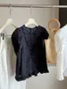 Camisa Branca de Bolinhas de Manga Curta para Mulheres, Novo Estilo de Verão, Estilo Coreano, Estilo Delicado, Caimento Solto, Emagrecimento, Versátil, Top Rejuvenescedor