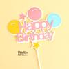 Globo Arcoíris Doble Inglés Feliz Cumpleaños Bandera de Color Decoración de Pastel Horneado Postre Disfraz Enchufe