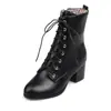 Botas curtas de cadarço, tamanho grande, salto grosso, calçados femininos, comércio exterior C6-6