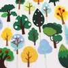 Enchufe para Pastel de Cumpleaños de Árbol del Bosque Verde Azul Amarillo Fieltro Árbol Mori Decoración para Hornear Tarjeta de Mesa de Postre