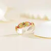 Anel Ruyi Flor Tesouro Esmaltado Prata Pura 9999 Ouro Estilo Chinês Anel de Prata Esterlina como Presente para Sua Namorada