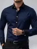 Camisa de Manga Larga Elástica Antiarrugas con Bloques de Color Casual de Negocios para Hombre de Amazon Transfronterizo Camisa de Otoño para Hombre