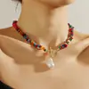 Comércio Exterior Transfronteiriço Colares Europeus e Americanos Colar Bohemian de Pedras Coloridas Ins Colar Feminino de Pedra Natural Joias de Verão