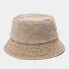 Chapéu de pescador jeans lavado retrô Harajuku japonês, chapéu de sol com proteção solar para primavera e verão, chapéu bucket liso versão coreana
