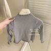 Ropa de Primavera y Otoño para Mujeres y Niños Camiseta Estilo Western para Bebés Niños Distintiva Moderna Estilo Coreano Borde de Oreja de Madera Color Sólido Para Llevar por Dentro Para Llevar por Fuera Camiseta Base
