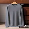 Suéter de punto, suéter de cachemira de cuello redondo de 10 mm para hombre, corte holgado, adecuado para ropa de negocios informal, capa base de lana pura, cálido y grueso para otoño e invierno