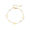 Comercio Exterior Transfronterizo Impermeable Sin Decoloración Acero de Titanio Corazón Estrella Luna Pulsera Oro 18K Versátil Fresca y Dulce