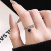 Anillo Abierto Serie Aguamarina Transfronterizo con Tesoro de Color Zircón Exquisito Lujo Ligero Estilo Frío Ins Elegante Anillo para Mujer