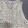 Chaleco Bordado Estilo Étnico, Cárdigan Corto, Prendas de Abrigo con Cuello en V, Top de Punto Bordado sin Mangas Calado, Ropa para Mujer
