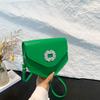 Bolsas para Mulheres 2026 Verão Novo Estilo Cor Sólida Texturizada Strass Fivela Quadrada Corrente Mini Bolsa Quadrada Ombro Único Transversal