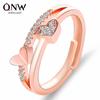 Nova pulseira criativa estilo coreano com estampa de coração a coração, anel aberto, temperamento feminino, anel aberto ajustável em forma de coração, atacado
