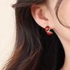 Aretes de Pin de Plata 925 con Esmalte Goteado para Mujer, Diseño de Nicho, Sentido de la Moda, Aretes Redondos, Temperamento de Alto Sentido, Aretes Geométricos