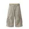 Shorts casuais de perna larga cor cáqui design de bolso tridimensional tipo alfaiataria sentido de design calças americanas cropped moda fabricantes em estoque geração de cabelo