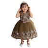 Vestido de menina com lantejoulas e bordado tridimensional, vestido tutu de renda, vestido de princesa com renda, vestido de noiva para dama de honra