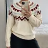 Suéter Fair Isle Retro de Amazon Estilo Europeo y Americano Transfronterizo Otoño e Invierno Nuevo Estilo Suéter Estilo Festival del Corazón para Mujer