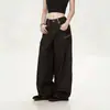 Jeans retro de pierna ancha con estampado de serpiente estilo americano para hombre, nuevo diseño de otoño, pantalones negros holgados únicos y elegantes