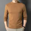 Suéter de Otoño 2024 Nuevo de Cuello Alto Casual Color Sólido Ropa Exterior Suéter Fino de Imitación Tencel Camisa Base de Punto