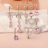 Europeu e Americano Novo Aço Inoxidável Rosa Borboleta Pingente Umbigo Prego Super Flash Zircon Amor Anel Umbilical Piercing Jóias em estoque