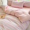 Juego de Ropa de Cama Cuatro Piezas Estilo Japonés Fuji Cuadros Rayas Simples Algodón Nube Lavado Estudiante Funda Nórdica Tres Piezas Bolsa de Cama