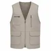 Nuevo Chaleco de Algodón Multibolsillos para Primavera y Otoño para Trabajo al Aire Libre, Fotografía, Pesca, Chaleco para Hombre de Talla Grande