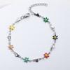 Pulsera de acero inoxidable Jinyiyuan colorida con forma de corazón de aceite goteado + flor de crisantemo de seis pétalos joyería que combina con todo