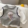 Camiseta de manga larga 2026, nuevo modelo primavera y otoño, camiseta divertida estampada para niños y niñas, camiseta básica de algodón puro transpirable de dibujos animados casual